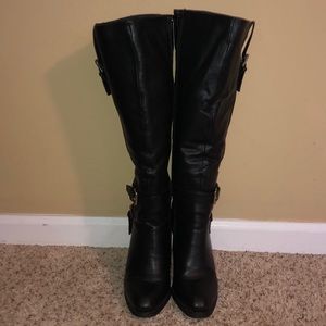 JustFab Black Heeled Boots